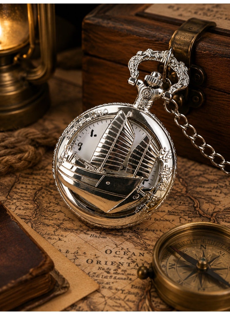 Vintage pocket watch with elegant silver engravings for men and women – classic luxury design - Image 2