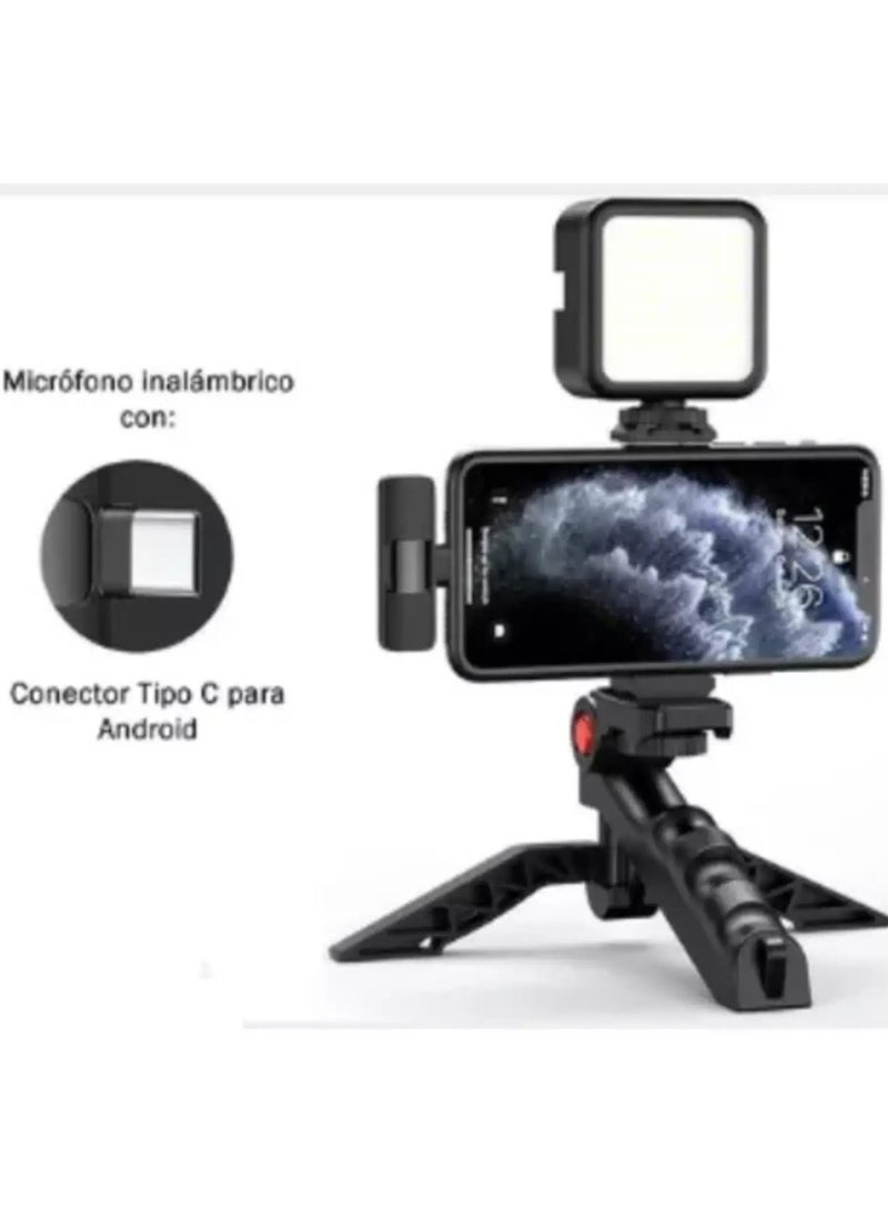 ELTRAZONE Smartphone Vlogging Kit – Tripod, Fill Light, Microphone, Phone Clip, & Remote for iPhone & Android – Complete Vlogging Setup - Image 2