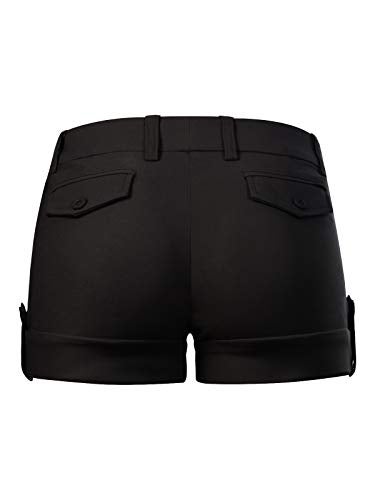 MixMatchy Women's Casual Body Enhancing Comfort Cuffed Shorts with Pockets Black M - Image 3