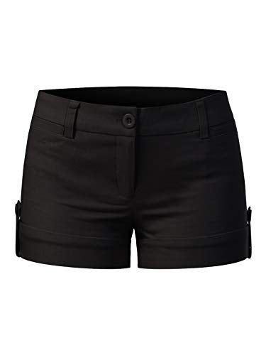 MixMatchy Women's Casual Body Enhancing Comfort Cuffed Shorts with Pockets Black M - Image 1