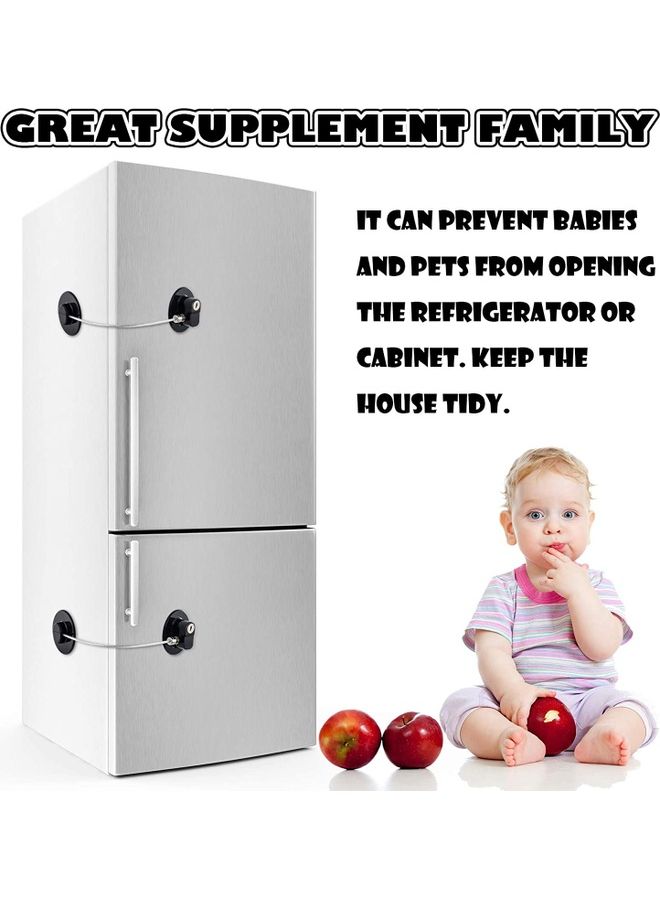 Loquat 2-Piece Fridge Freezer Door Lock With 3 Keys Black - Image 5