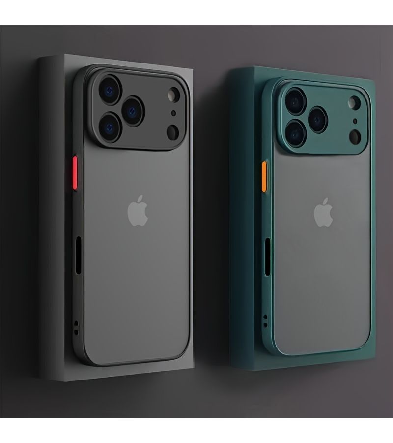 حافظة حماية من البولي كربونات الصلبة بتصميم رفيع للغاية شفاف مطفي فاخر لهاتف iPhone 16 Pro باللون الأخضر الداكن. - Image 1