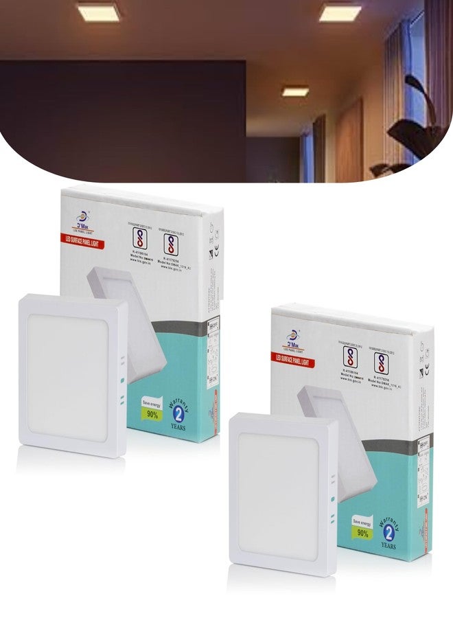 D'Mak IC Driver Energy Saver 'IP50 ' Dust Proof 12 Watts Square Surface LED Panel Lights,Fancy Square Lights Warm White Pack of 2 - Image 1