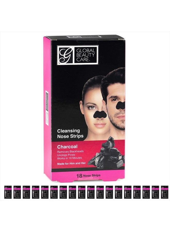 Global Beauty Care - 18 Nose Cleansing Strips of Activated Charcoal Nose Strips For Blackheads Removal Charcoal Blackhead Remover Strips - 18 Ct - Image 1