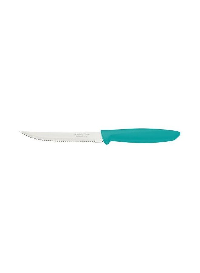 TRAMONTINA Since 1911,Made in Brazil- Plenus 5 Inches Steak and Fruit Knife with Stainless Steel Blade and Blue Polypropylene Handle 