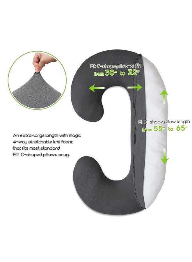 COSMOPLUS 𝐏𝐫𝐞𝐠𝐧𝐚𝐧𝐜𝐲 𝐏𝐢𝐥𝐥𝐨𝐰 𝐂𝐨𝐯𝐞𝐫 C Shaped Full Body Pillow Case 𝐂𝐨𝐯𝐞𝐫 for Maternity,Stretchy Cool Breathable Jersey Fabric,Provides Sleep and Pregnancy Support,Heather Grey - Image 3