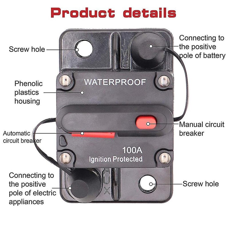 50 Amp Circuit Breaker for Marine Trolling Motors Boat ATV Manual Power 12V-42VDC with Manual Reset Waterproof Inline Fuse Inverter (50A) - Image 4