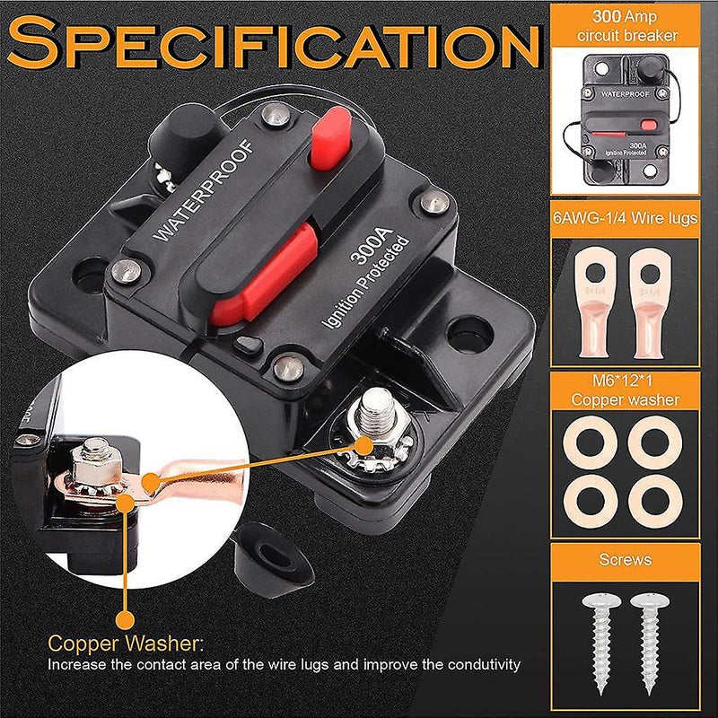 50 Amp Circuit Breaker for Marine Trolling Motors Boat ATV Manual Power 12V-42VDC with Manual Reset Waterproof Inline Fuse Inverter (50A) - Image 3