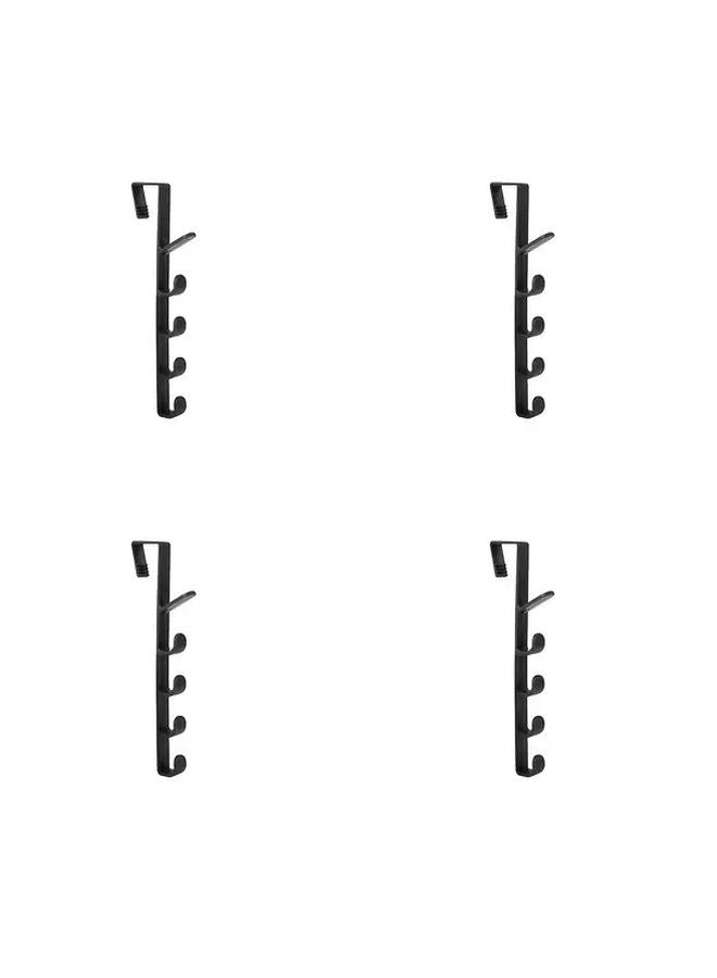 4pcs Black Heavy Duty No Drill Door Hooks Adhesive Wall Hangers for Coats Hats Keys Towels - Image 1