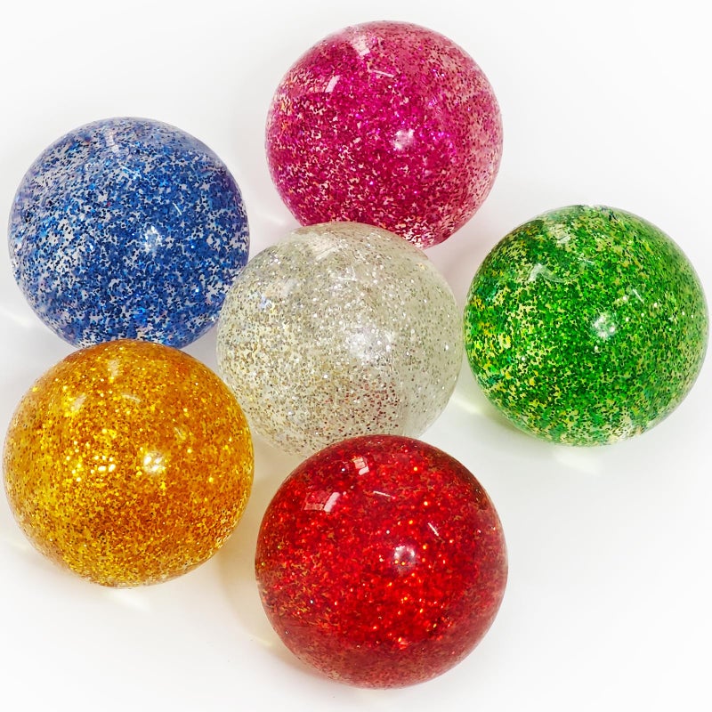 Irrmshr 6 Pcs Glitter Bounce Balls42mm Super Bouncy Balls Gift6 Colors Large Rubber Bounce Ball for KidsParty FavorsClassroom Prizes - Image 3
