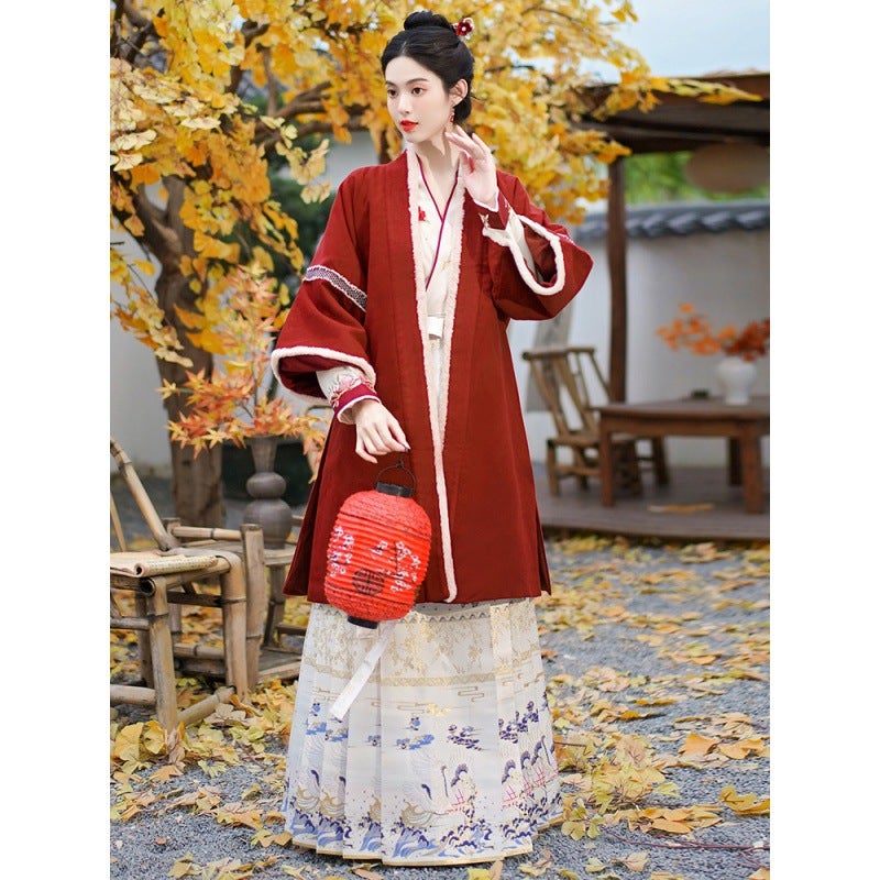2024 Spring New Womens Chinese style song Hanfu womens shirt skirt retro vest skirt two-piece set Printed vest skirt