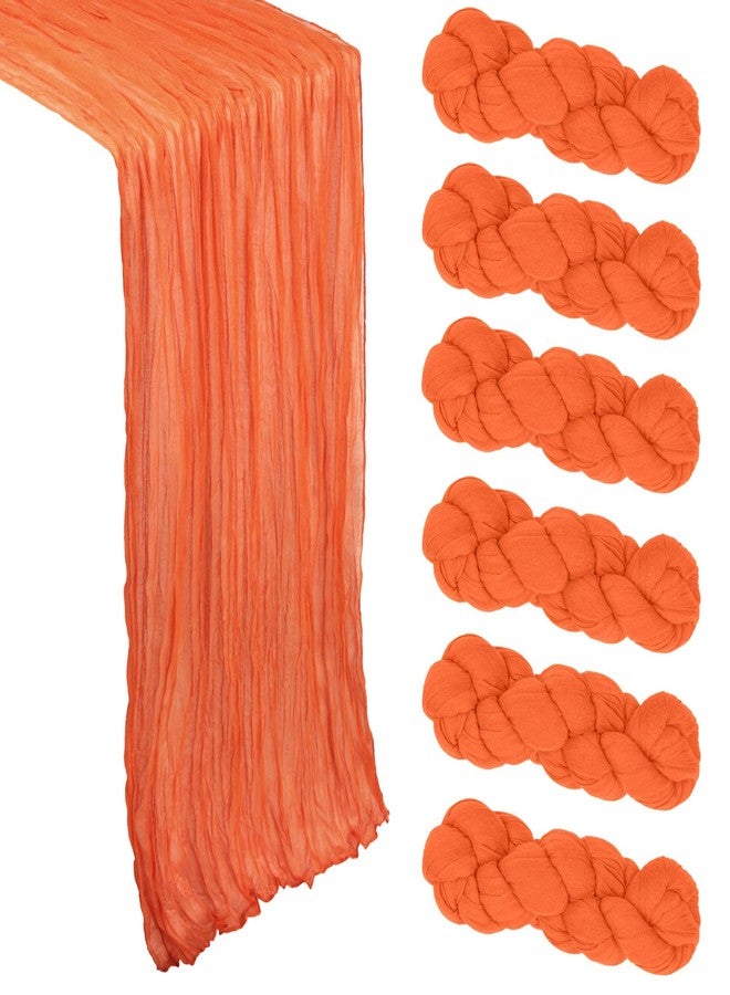 Heneger 6 Pack Orange Cheesecloth Table Runner 10Ft Spring Gauze Cheese Cloth Table Runner 35x120 Inch Boho Sheer Rustic Fabric for Party Decor Baby Shower Wedding Holiday Decorations - Image 1