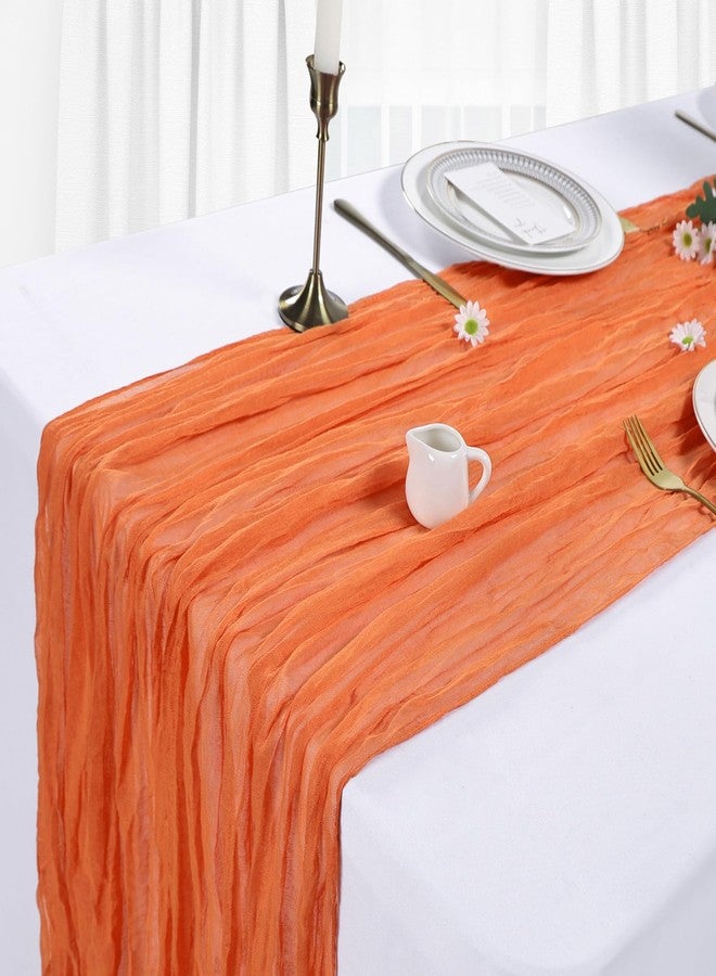 Heneger 6 Pack Orange Cheesecloth Table Runner 10Ft Spring Gauze Cheese Cloth Table Runner 35x120 Inch Boho Sheer Rustic Fabric for Party Decor Baby Shower Wedding Holiday Decorations - Image 4