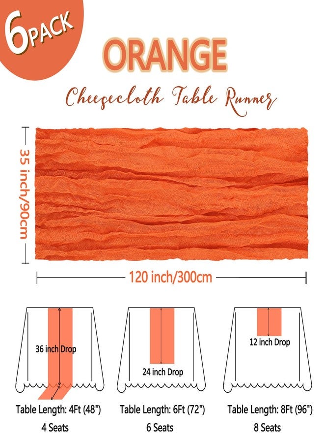 Heneger 6 Pack Orange Cheesecloth Table Runner 10Ft Spring Gauze Cheese Cloth Table Runner 35x120 Inch Boho Sheer Rustic Fabric for Party Decor Baby Shower Wedding Holiday Decorations - Image 2