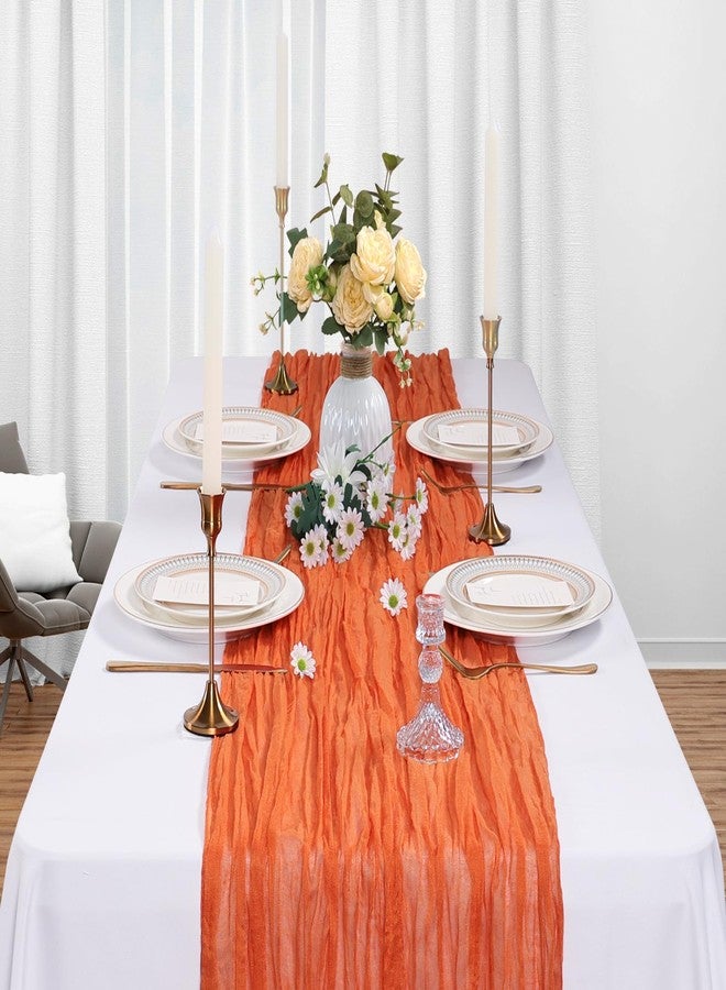 Heneger 6 Pack Orange Cheesecloth Table Runner 10Ft Spring Gauze Cheese Cloth Table Runner 35x120 Inch Boho Sheer Rustic Fabric for Party Decor Baby Shower Wedding Holiday Decorations - Image 3