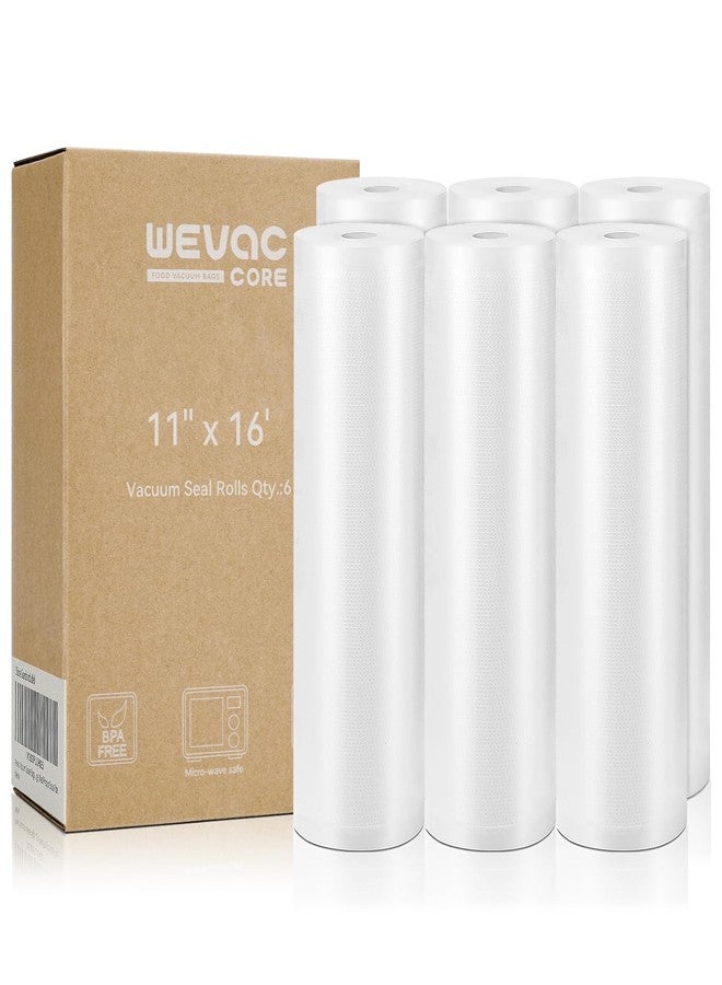 Wevac Vacuum Sealer Bags 11x16' Rolls 6 pack for Food Saver, Seal a Meal, Weston. Commercial Grade, BPA Free, Heavy Duty, Great for vac storage, Meal Prep or Sous Vide - Image 1
