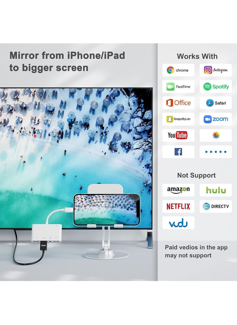Generic - iPhone Microphone Adapter for Live-Streaming, HDMI Adapter for iPhone to TV, Dual USB Female OTG Adapter with Charging Port Compatible with iPhone/iPad/iPod, No Application, Plug and Play - Image 1