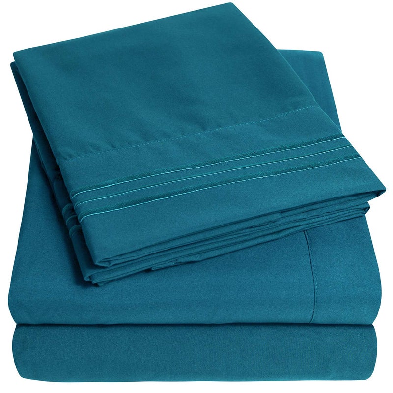 Sweet Home Collection 1500 Supreme Collection Extra Soft RV Short Queen Sheets Set Denim  Luxury Bed Sheets Set with Deep Pocket Wrinkle Free Hypoallergenic Bedding Over 40 Colors RV Short Queen Size Denim 
