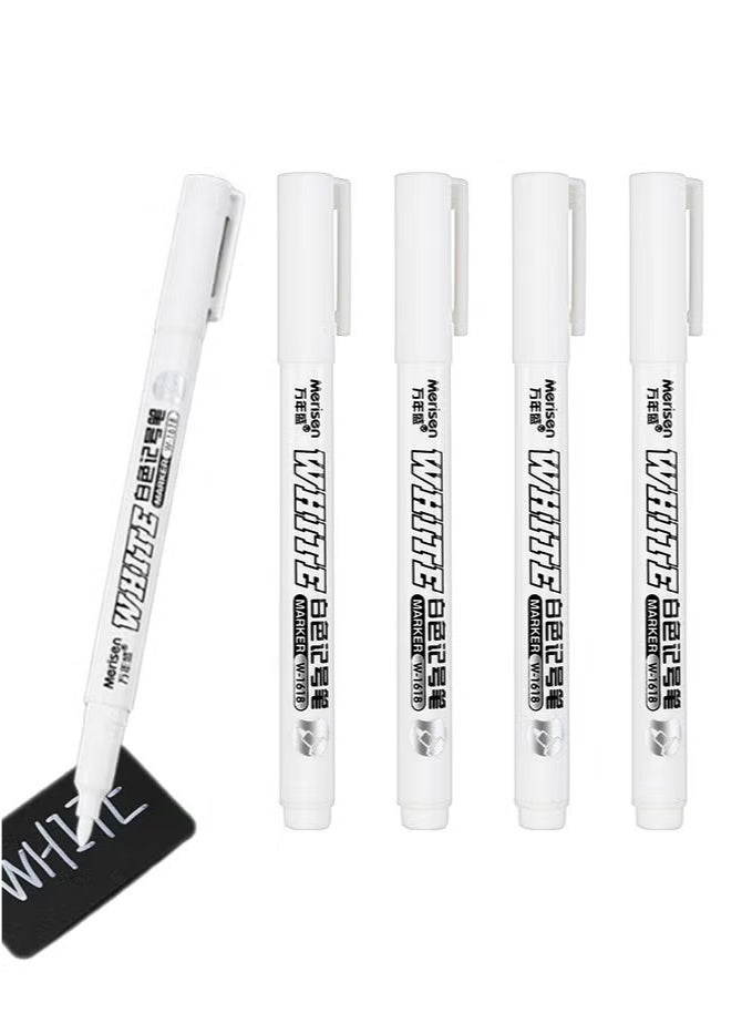 Generic 5 Pack White Marker, 1mm Extra Fine Tip White Paint Marker Permanent for Wood Rock, Plastic, Leather, Glass, Stone, Metal, Canvas, Ceramic, Fabric, Tire (White) - Image 1