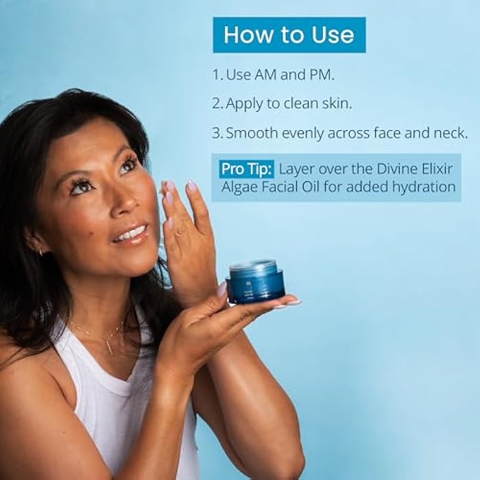 SKINN Moisturizer for Dry Skin, Divine Elixir Hydrating Algae Gel Cream (1.7 Fl Oz) - Gel Moisturizer for Face & Body That Hydrates & Exfoliates Skin While Plumping Appearance - Help Reduce Fine Lines - Image 5