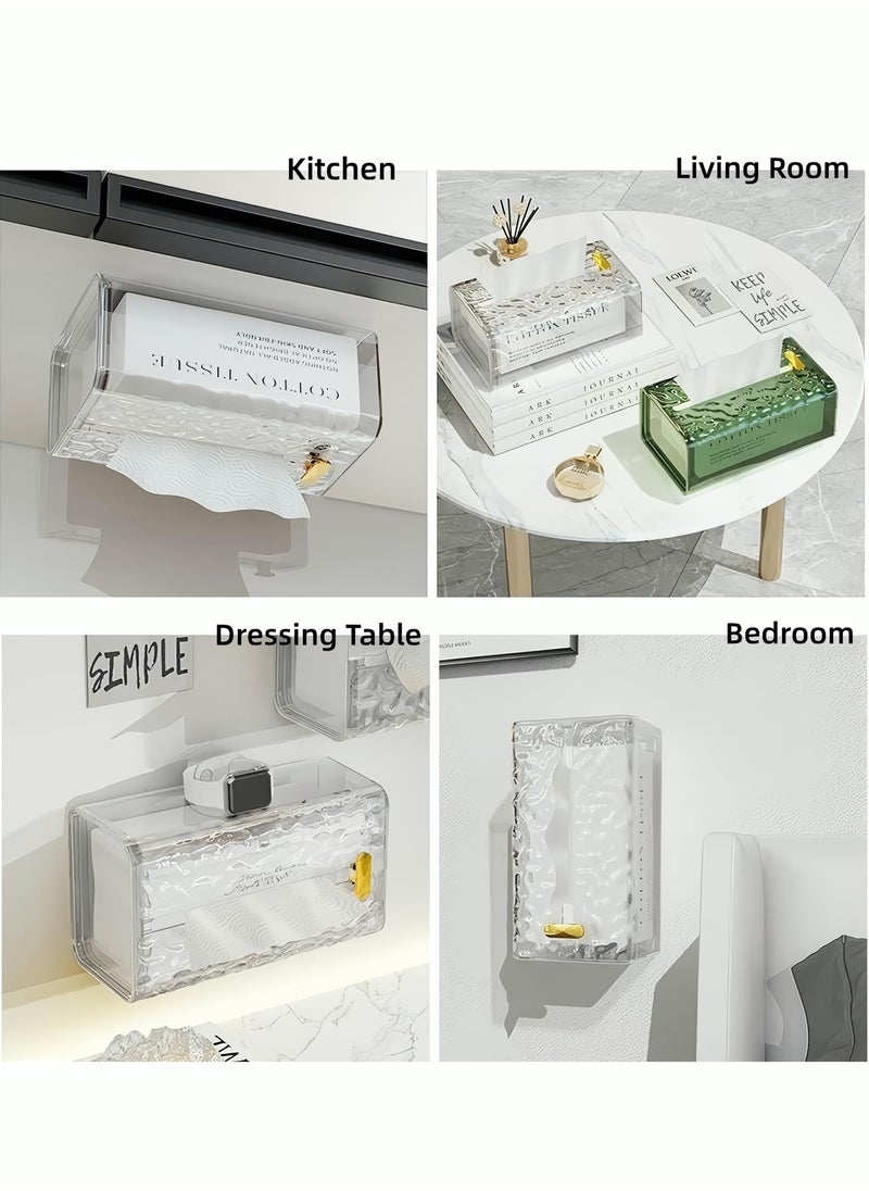 MIXDE Acrylic Tissue Box Tissue Dispenser Dryer Sheet Holder,Clear Water Ripple Tissue Storage for Bathroom Kitchen Living Room Bedroom Office Car Desk or Wall Mounted Creative Ins Style Tissue Box  - Image 3