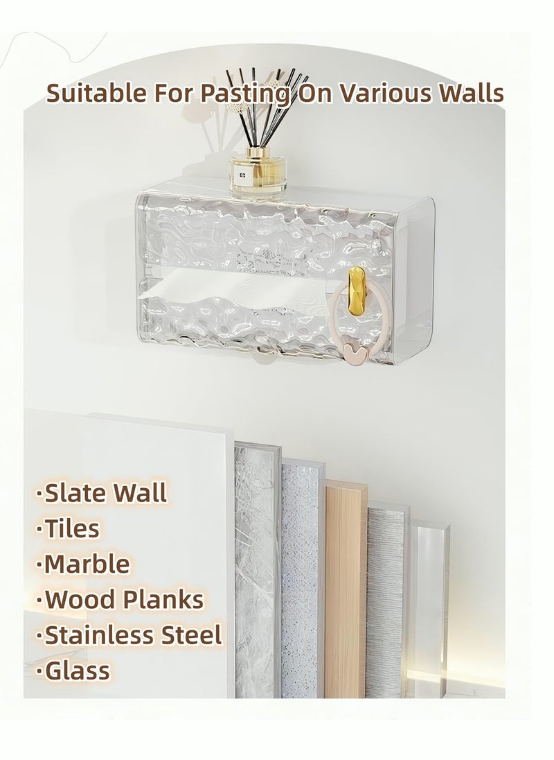 MIXDE Acrylic Tissue Box Tissue Dispenser Dryer Sheet Holder,Clear Water Ripple Tissue Storage for Bathroom Kitchen Living Room Bedroom Office Car Desk or Wall Mounted Creative Ins Style Tissue Box  - Image 5