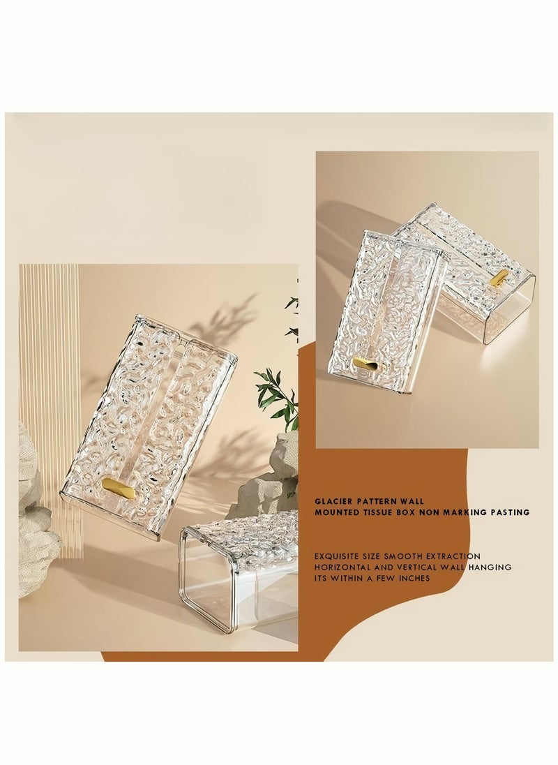 MIXDE Acrylic Tissue Box Tissue Dispenser Dryer Sheet Holder,Clear Water Ripple Tissue Storage for Bathroom Kitchen Living Room Bedroom Office Car Desk or Wall Mounted Creative Ins Style Tissue Box  - Image 2