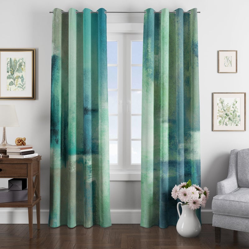 Asuexpect Teal Curtains 2 Panels Abstract Rust Curtain Room Darkening Grommet Window Treatments Modern Decorative for Bedroom Living Room  52x63 Inches - Image 2