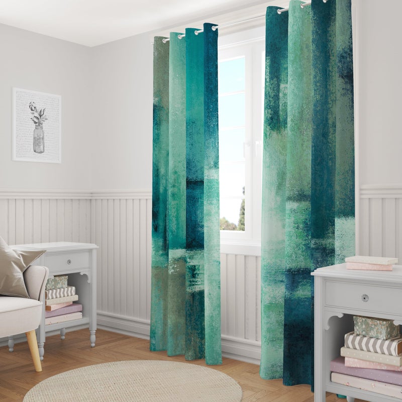 Asuexpect Teal Curtains 2 Panels Abstract Rust Curtain Room Darkening Grommet Window Treatments Modern Decorative for Bedroom Living Room  52x63 Inches - Image 5