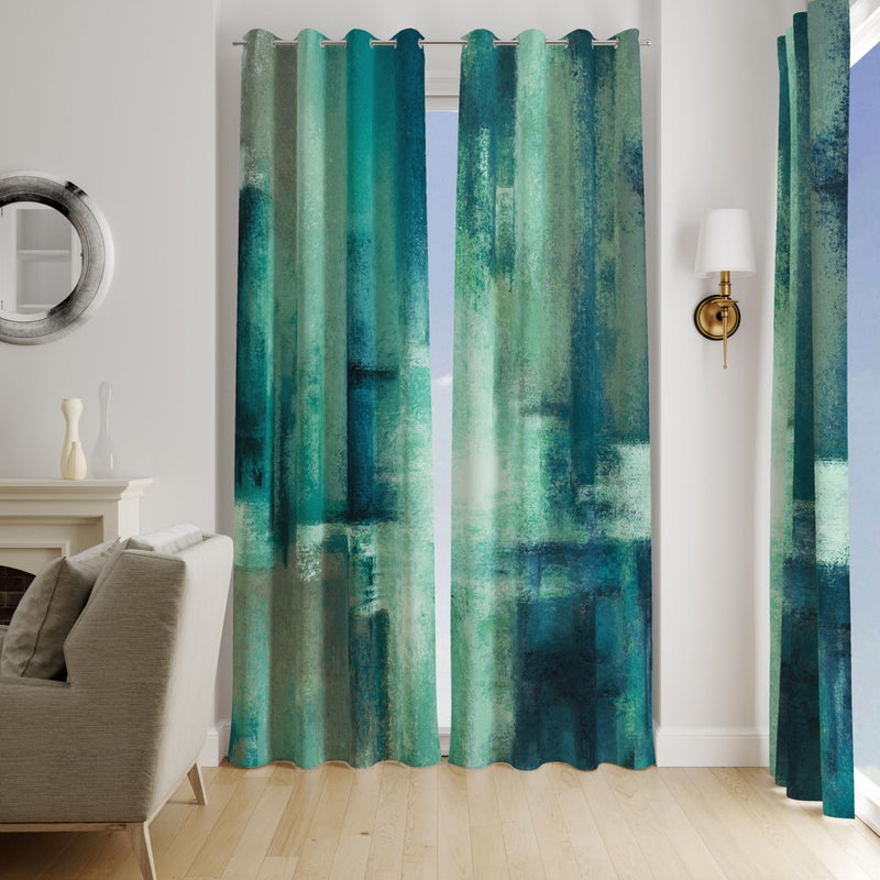 Asuexpect Teal Curtains 2 Panels Abstract Rust Curtain Room Darkening Grommet Window Treatments Modern Decorative for Bedroom Living Room  52x63 Inches - Image 4