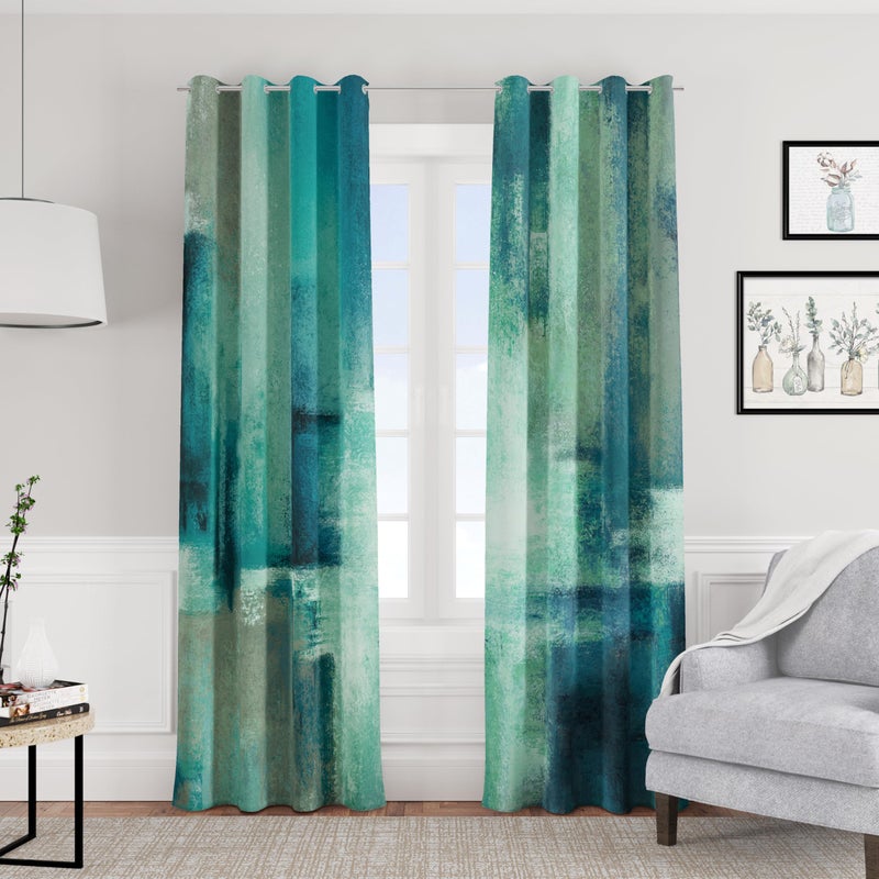 Asuexpect Teal Curtains 2 Panels Abstract Rust Curtain Room Darkening Grommet Window Treatments Modern Decorative for Bedroom Living Room  52x63 Inches - Image 3