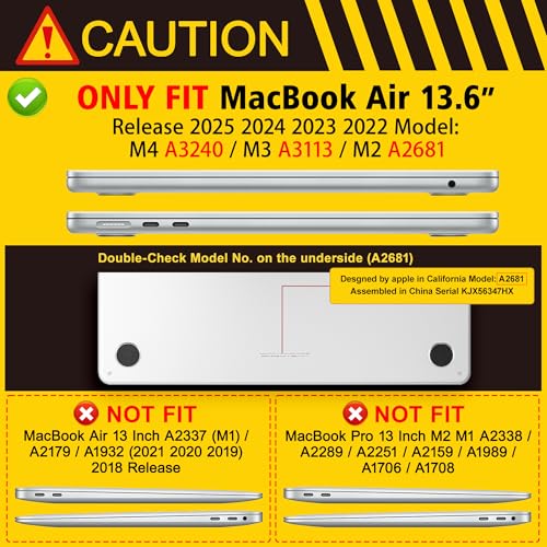 May Chen for M4 MacBook Air 13.6 Inch Case 2025 2024 2023 2022 Release Models: A3240 A3113 M3 A2681 M2, Plastic Hard Shell Case for MacBook Air 13.6" with Retina Display Fits Touch ID, Star Bow - Image 2