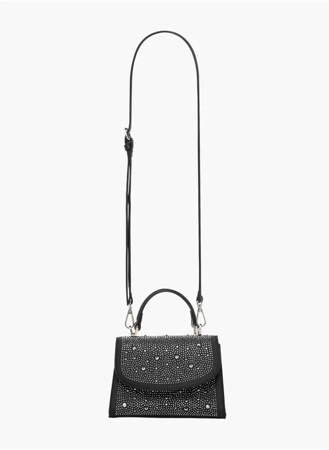 Celeste Women Embellished Satchel Bag with Top Handle and Detachable Strap