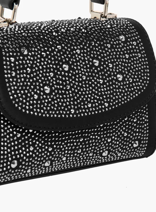 Celeste Women Embellished Satchel Bag with Top Handle and Detachable Strap