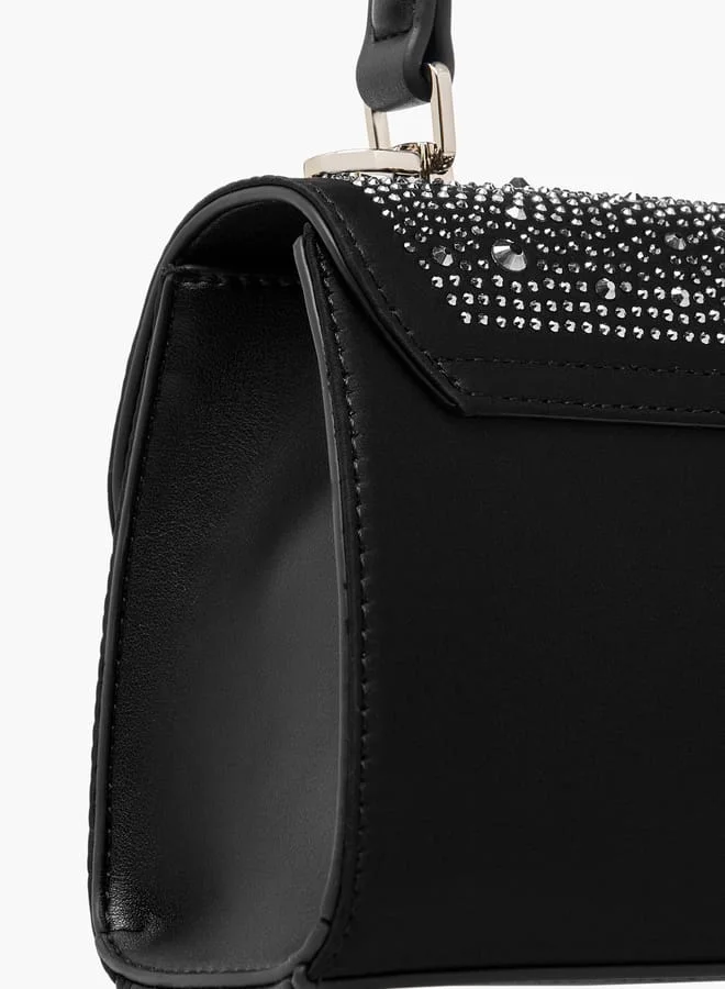 Celeste Women Embellished Satchel Bag with Top Handle and Detachable Strap
