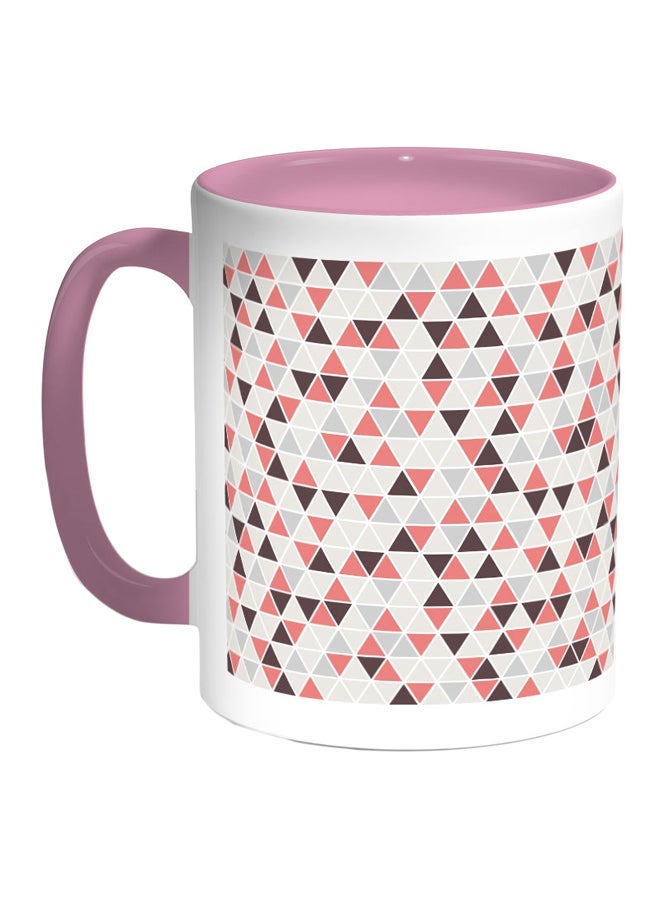 RYN Triangles Printed Coffee Mug Pink/Black/Grey 11ounce