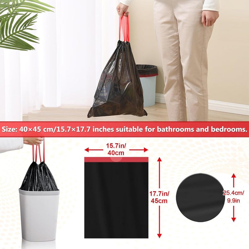 QILERR 4-6L Drawstring Bin Liners - 80 Count Small Black Garbage Bags with Tie Handles - Image 5