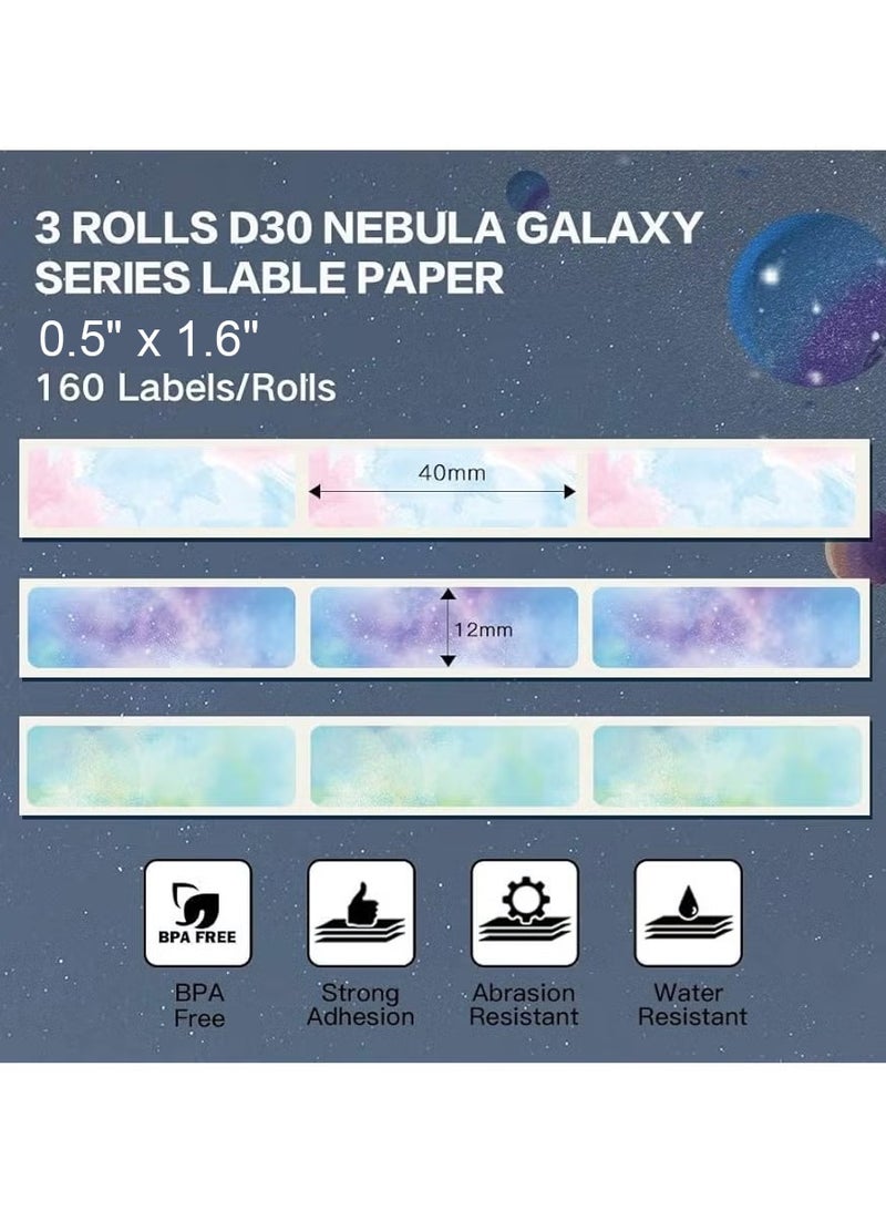 phomemo 3 Rolls Starry Night Pattern Labels 12×40mm (Inch 0.5"*1.6")-160 Labels/Roll,Compatible with D30/D35/Q30/Q30S Printer( Stars Pattern ) - Image 3