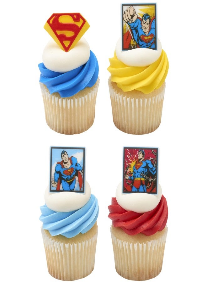 DecoPac 24 Superman Cupcake Rings, Superhero DC Cupcake Decorations, Food Safe Cake Toppers - 24 Pack - Image 5