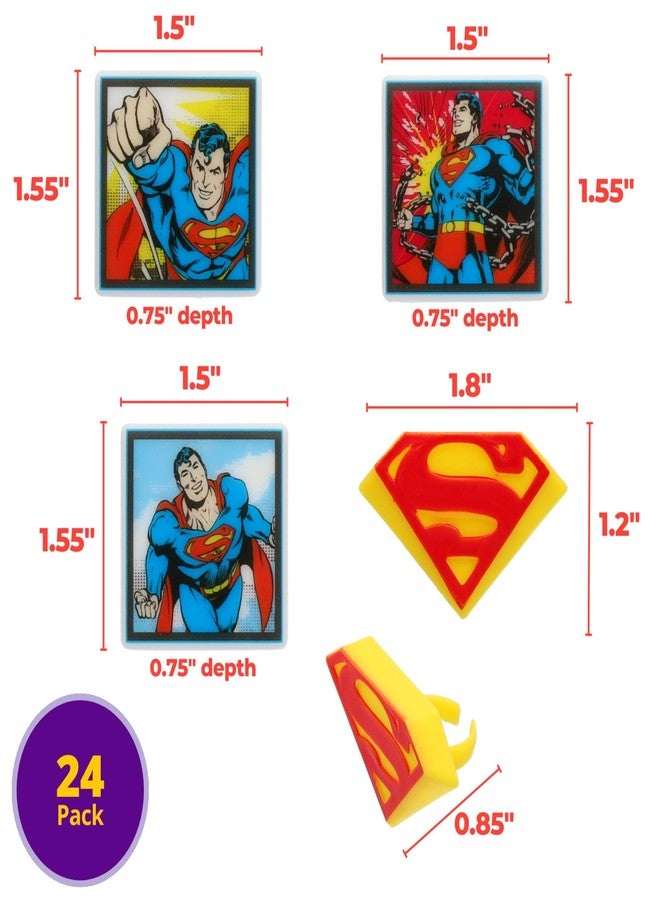 DecoPac 24 Superman Cupcake Rings, Superhero DC Cupcake Decorations, Food Safe Cake Toppers - 24 Pack - Image 3