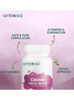 ambrosial Calcium Magnesium Zinc And Vitamin D3 Calcium Tablets- 60 Softgels  - Image 4