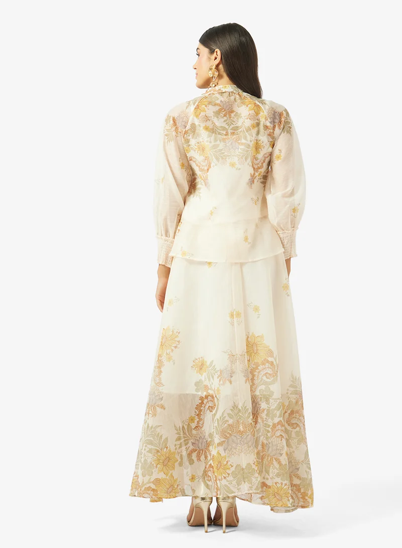Khizana Abstract Print Top & Skirt Set