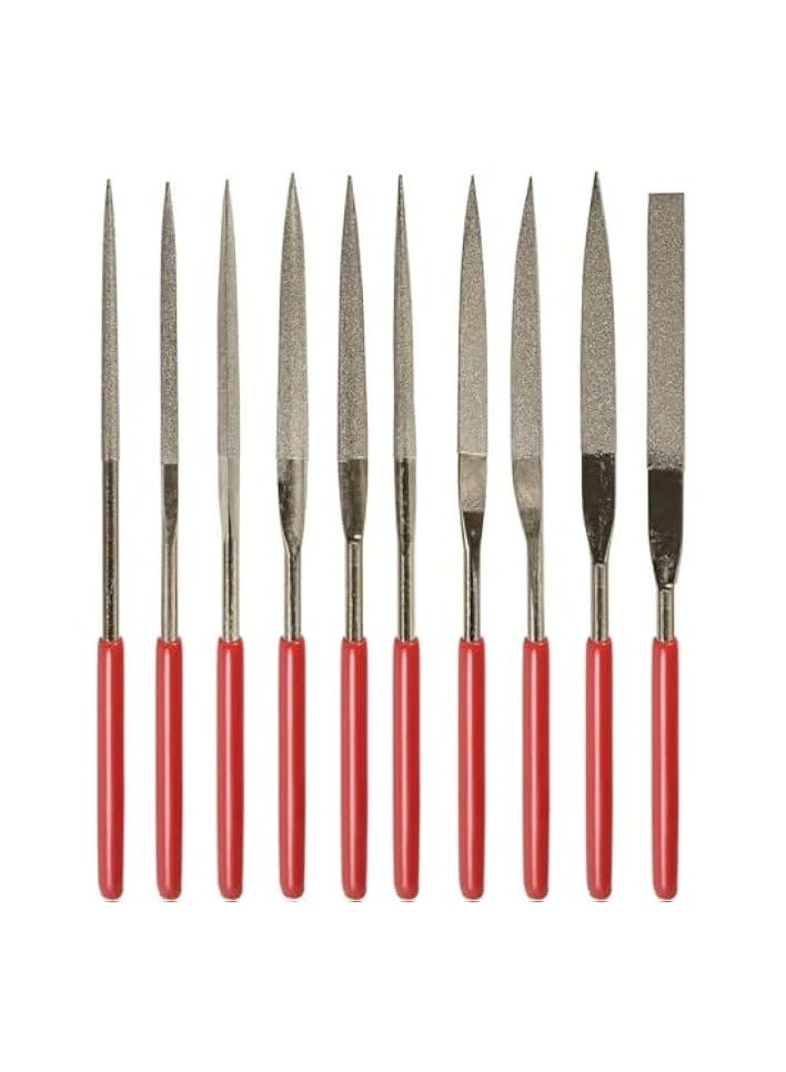 PROMASS 10 Pcs Fine Diamond File Set Metal Round Needle Files Triangular Square Flat Shape Jeweler Files Set Rasp Riffler File Tool Kit for Glass Wood Stone Jewelry Carving Sanding Polishing - Image 1