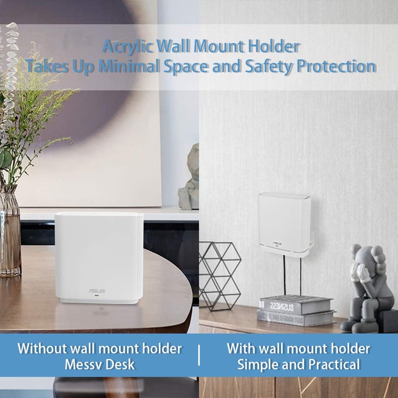 VOMENC Wall Mount Holder for ASUS ZenWiFi AX AC (XT8 CT8 XT9) Whole-Home Tri-Band Mesh System WiFi 6 System Wall Bracket Hanger Stand Compatible with ASUS ZenWiFi AX AC (White 2Pack) - Image 2