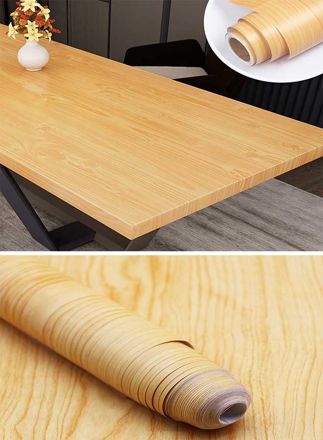 رَوَائِد ورق جدران بتصميم خشب الجوز 45×300 سم – بلون خشب أصفر، لاصق ذاتي وقابل للإزالة، لتغليف الخزائن والمكاتب والدولايب – لفة فينيل بنقش حبيبات الخشب - Image 1