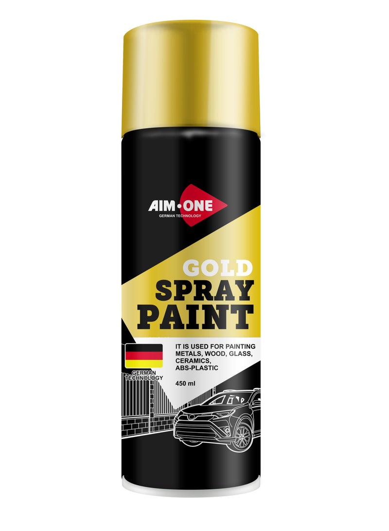 AIM-ONE Aim One Spray Paint Gold 450ml - Its Used For Painting Metals - Wood - Glass - Ceramics - ABS-Plastic