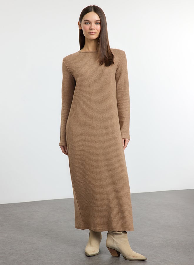 trendyol Beige Soft Fabric Knit Dress - Image 1