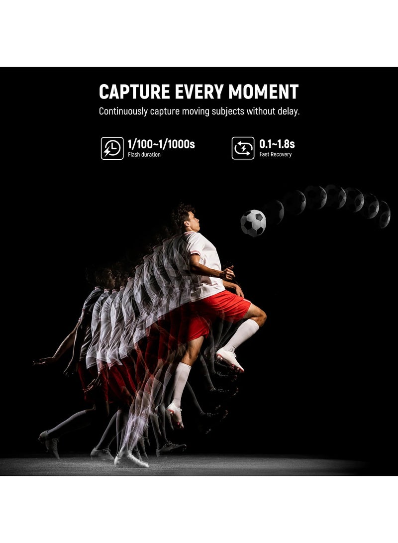 NEEWER S101-300W Pro Studio Flash Lighting Kit (New Version, UK) – 2× 300W Strobe Lights + 2× Light Stands + 2× Softboxes + 2× Wireless Triggers + Reflector + Carrying Bag - Image 4