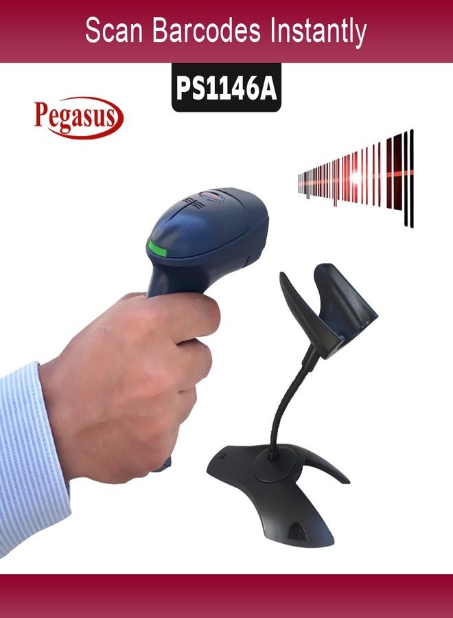 Pegasus PS1146A 1D Barcode Scanner | Wired Laser Scanner with Hands-Free Auto Sensing | Barcode Reader | 2 Years Warranty | Compatible with PC for Store, Supermarket, Warehouse - Image 4