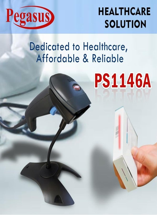 Pegasus PS1146A 1D Barcode Scanner | Wired Laser Scanner with Hands-Free Auto Sensing | Barcode Reader | 2 Years Warranty | Compatible with PC for Store, Supermarket, Warehouse - Image 2